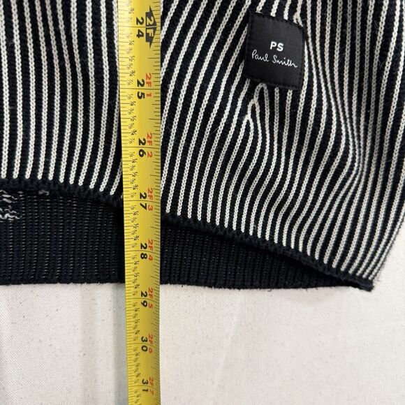 Paul Smith Men's Ribbed Full Zip Crew Knit Black Cotton Blend Size Medium *Flaw - Picture 10 of 13